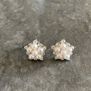 Elegant Pearl and Crystal Star Earrings